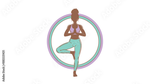 Woman in yoga pose inside a circle, practicing balance and mindfulness.