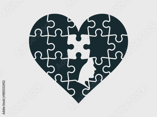 Heart puzzle pieces isolated on white background, Vector, illustration