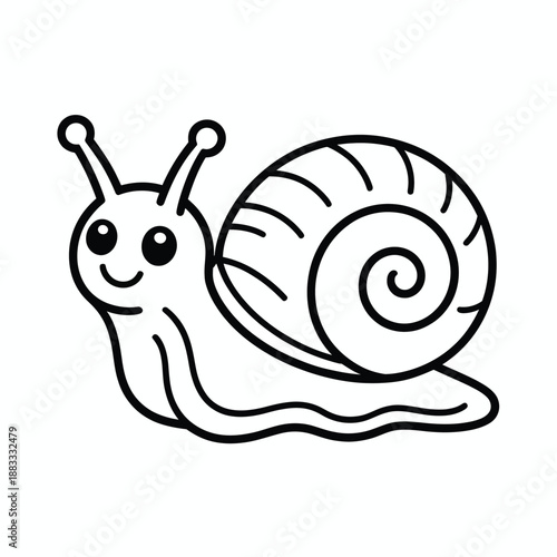 Happy snail on a journey isolated on white background, Vector, illustration