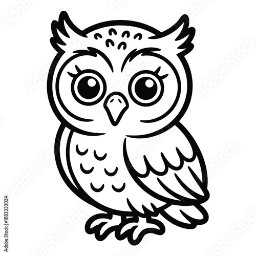 Cute cartoon owl isolated on white background, Vector, illustration