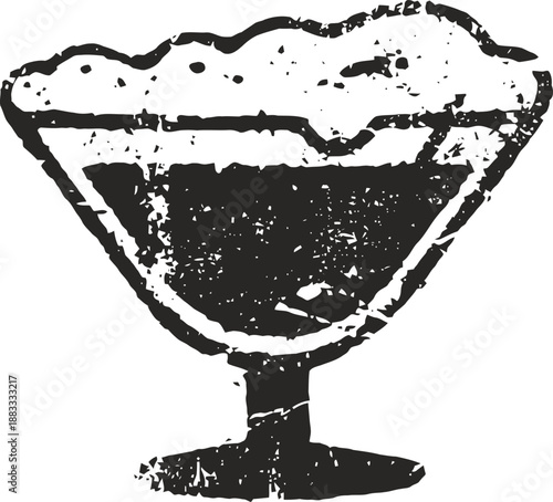 Vintage margarita glass illustration with textured grunge effect and classic cocktail shape