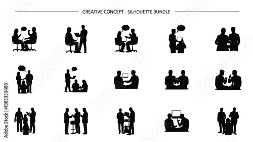 Business People Silhouette Bundle Flat Design isolated on white background