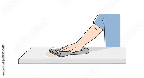 Person Cleaning White Surface With Cloth Demonstrating Hygiene Practices And Domestic Chores