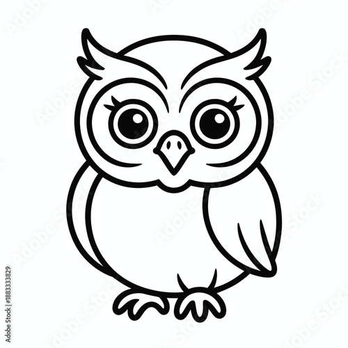 Cute cartoon owl isolated on white background, Vector, illustration