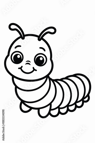 Happy caterpillar isolated on white background, Vector, illustration
