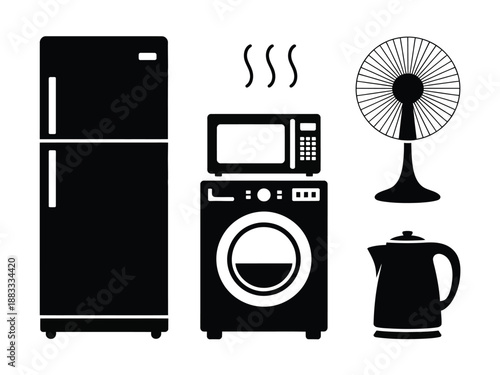Kitchen appliance collection isolated on white background, Vector, illustration