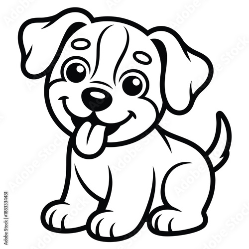 Playful puppy sitting isolated on white background, Vector, illustration