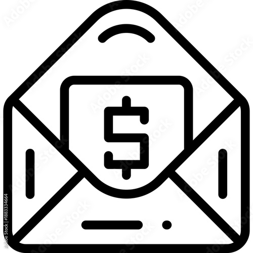 Envelope open dollar Icon