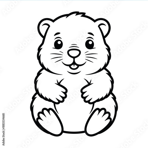Cute bear cub sitting isolated on white background, Vector, illustration