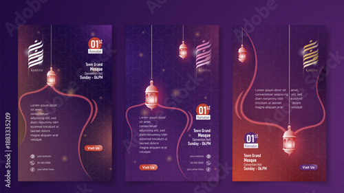 Ramadan Kareem Social Media Banner with Islamic Lantern and Geometric Pattern