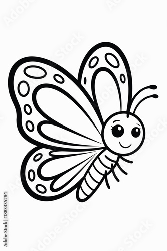 Happy cartoon butterfly isolated on white background, Vector, illustration