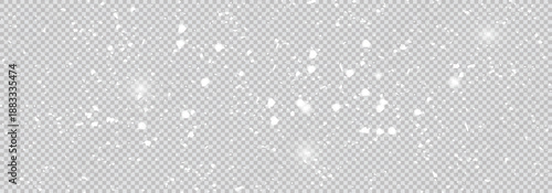 Snow falling. White falling powder glitter confetti. Explosion on transparent background for overlay, abstract illustration