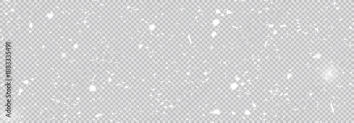 Snow falling. White falling powder glitter confetti. Explosion on transparent background for overlay, abstract illustration