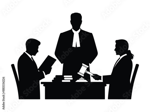 Lawyers discussing case in courtroom isolated on white background, Vector, illustration