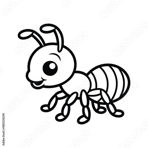 Cartoon ant carrying food isolated on white background, Vector, illustration