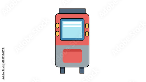 A colorful vector illustration of a vending machine with a screen and buttons