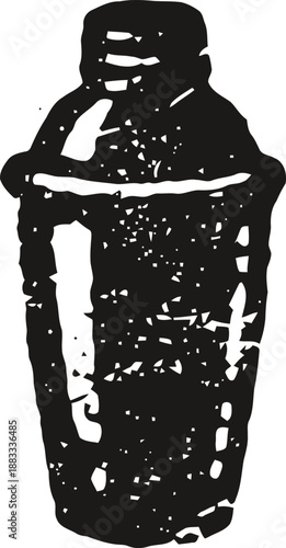 Classic cocktail shaker silhouette, bar tool for mixing drinks and beverages