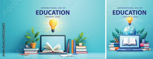 illustration education day background, internasional day of education background for social media template design