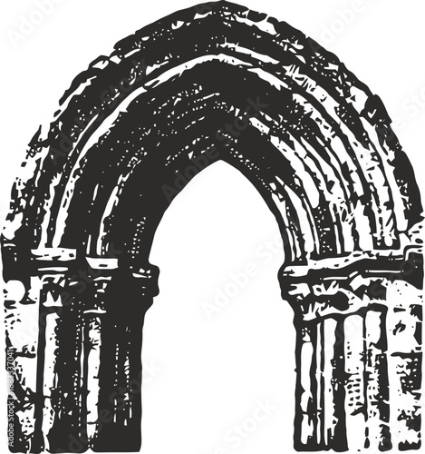 gothic stone archway with pointed top and detailed carved columns