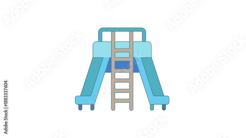A colorful illustration of a playground slide with a ladder and two slides