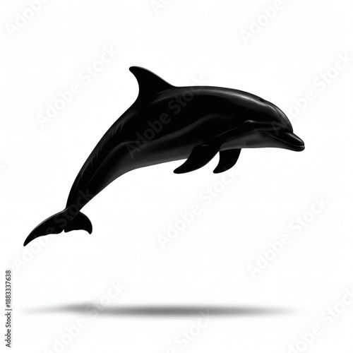 Dolphin Silhouette Isolated on White Background