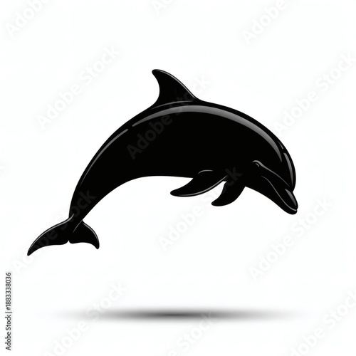 Dolphin Silhouette Isolated on White Background