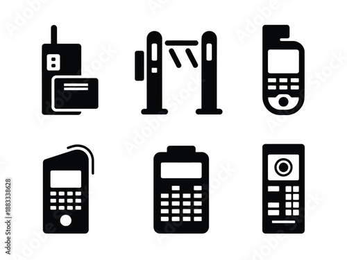 Collection of vintage mobile phones isolated on white background, Vector, illustration