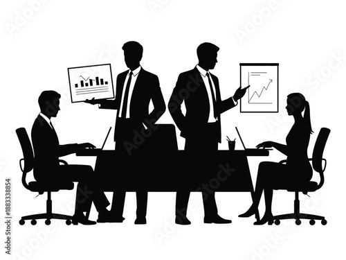 Team analyzing business data isolated on white background, Vector, illustration