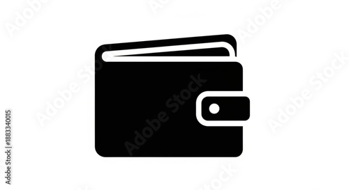 A minimalist vector graphic of a black wallet with a sleek design
