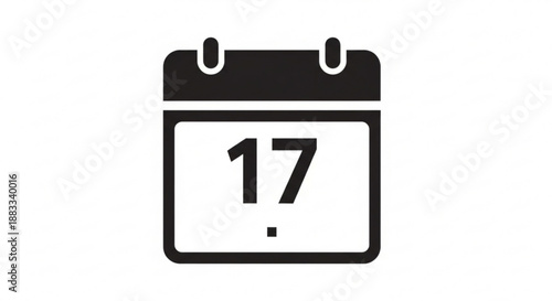 A minimalist vector graphic of a calendar icon showing the date 17.