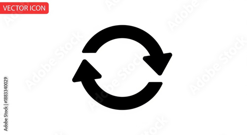 A black vector icon of two arrows forming a circular cycle on a white background