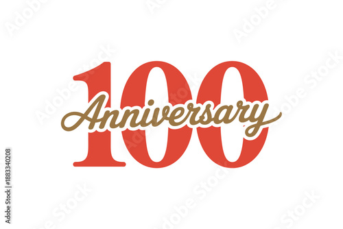 Centennial Celebration Logo with Red 100 and Golden Anniversary Text on White Background