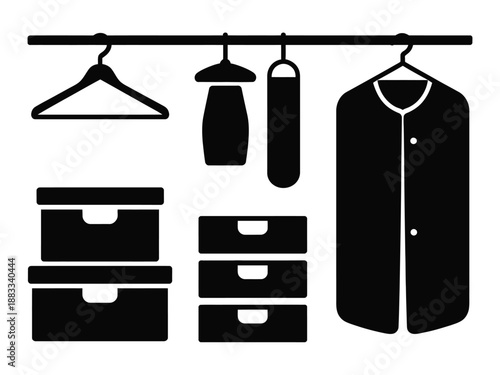Organized wardrobe essentials isolated on white background, Vector, illustration