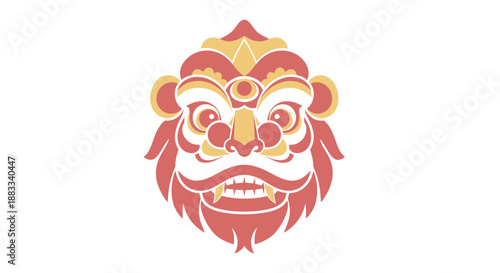 Traditional Asian Lion Mask Head