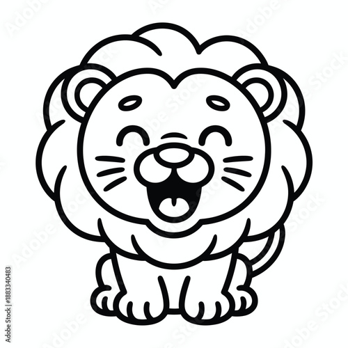 Happy lion face isolated on white background, Vector, illustration