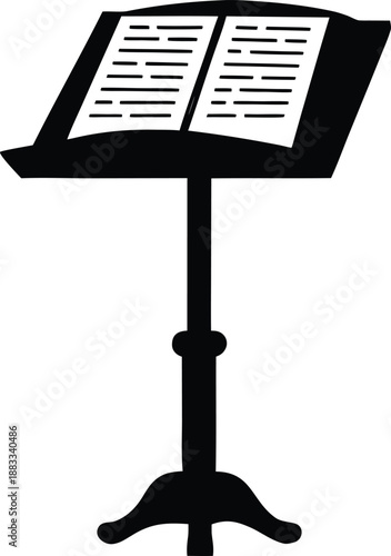 Traditional music stand holding open sheet music for performance or practice session