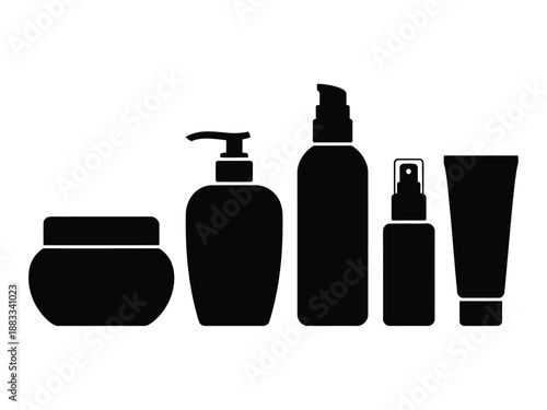 Collection of skincare products isolated on white background, Vector, illustration