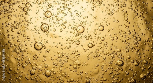 Close up view of bubbles in a glass of champagne