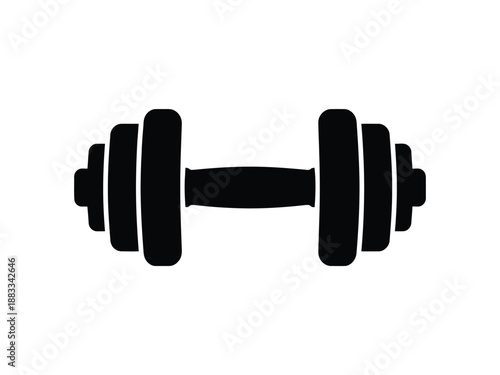 Black dumbbell on white background isolated on white background, Vector, illustration
