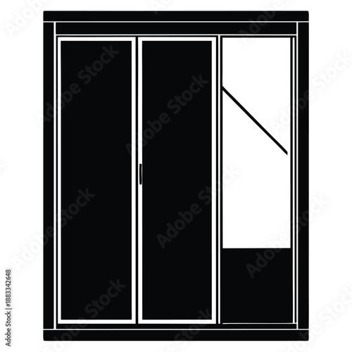 Modern sliding glass door isolated on transparent background
