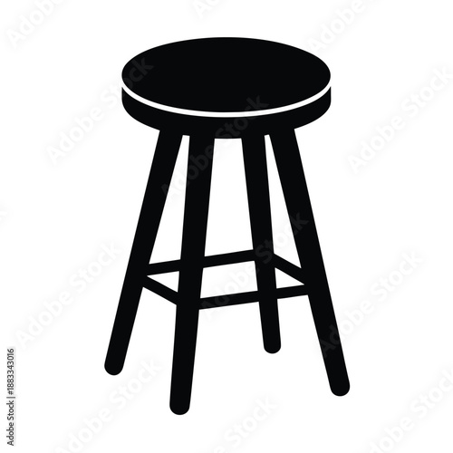 Black bar stool isolated on transparent background