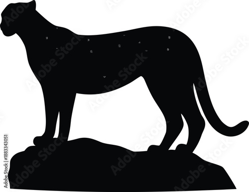 Textured cheetah or big cat silhouette standing on a rock showcasing wild predatory grace