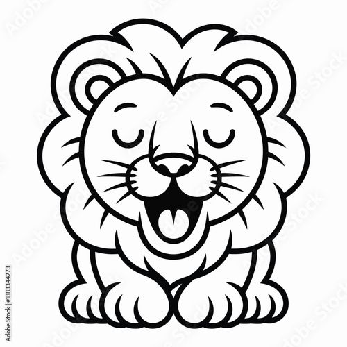 Happy cartoon lion isolated on white background, Vector, illustration