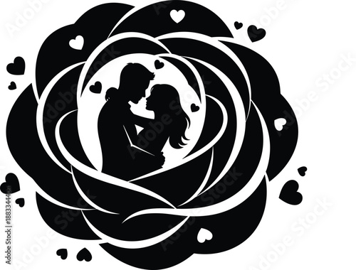 love, romance, couple, lovers, silhouette, heart, floral, embrace, passion, intimacy, affection, connection, togetherness, relationship, devotion, tenderness, unity, harmony, valentine, romantic