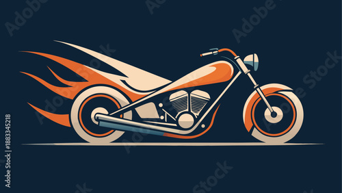 Dynamic chopper motorcycle with flames vector illustration