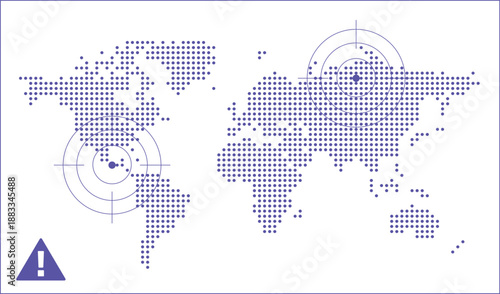 Global world map radar interface, dotted vector, technology HUD background
