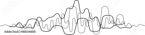 Abstract layered audio waveform, line art vector, sound signal visualization
