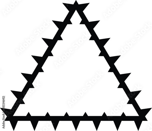 Abstract spiked triangle outline, minimal vector, geometric warning symbol

