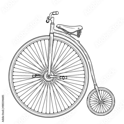 Penny Farthing Bicycle Illustration in Vector Format