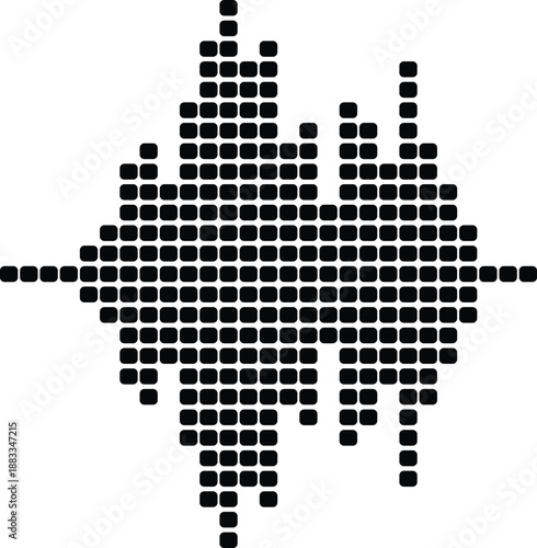 Abstract digital sound wave, pixel vector, audio visualization icon
